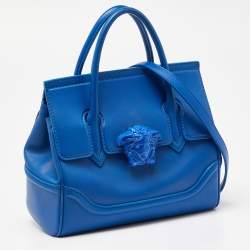 Pre Owned Versace Blue Leather Empire Palazzo Tote