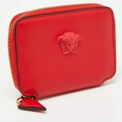 Versace Red Leather Medusa Zip Coin Purse