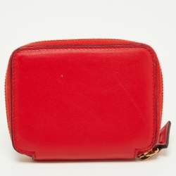 Versace Red Leather Medusa Zip Coin Purse
