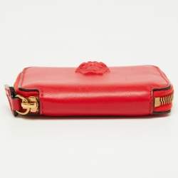 Versace Red Leather Medusa Zip Coin Purse