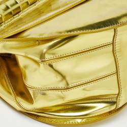 Versace Metallic Green Patent Leather Flap Hobo 