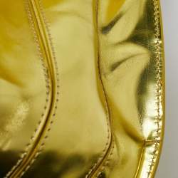 Versace Metallic Green Patent Leather Flap Hobo 