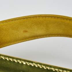 Versace Metallic Green Patent Leather Flap Hobo 