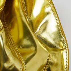 Versace Metallic Green Patent Leather Flap Hobo 