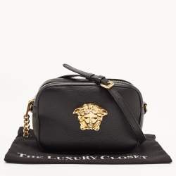 Pre Owned Versace Black Leather Medusa Camera Crossbody Bag