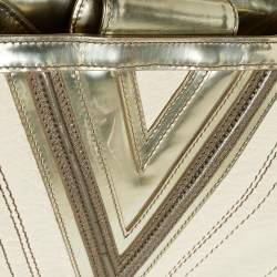 Versace Cream/Gold Leather Shoulder Bag