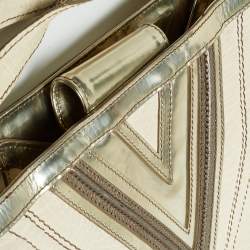 Versace Cream/Gold Leather Shoulder Bag