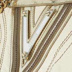 Versace Cream/Gold Leather Shoulder Bag