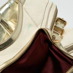Versace Cream/Gold Leather Shoulder Bag