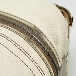 Versace Cream/Gold Leather Shoulder Bag
