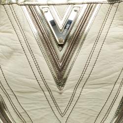 Versace Cream/Gold Leather Shoulder Bag
