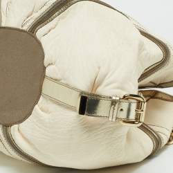 Versace Cream/Gold Leather Shoulder Bag