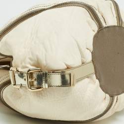Versace Cream/Gold Leather Shoulder Bag