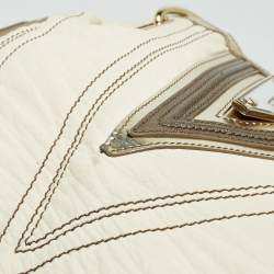 Versace Cream/Gold Leather Shoulder Bag