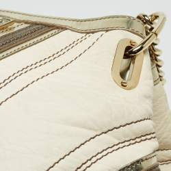 Versace Cream/Gold Leather Shoulder Bag