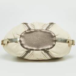 Versace Cream/Gold Leather Shoulder Bag