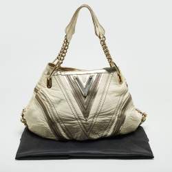 Versace Cream/Gold Leather Shoulder Bag