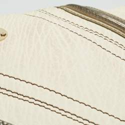 Versace Cream/Gold Leather Shoulder Bag