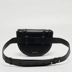 Versace Black Quilted Leather Virtus Belt Bag