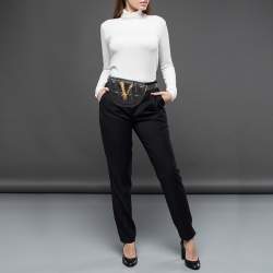 Versace Black Quilted Leather Virtus Belt Bag