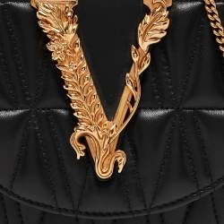 Versace Black Quilted Leather Virtus Belt Bag