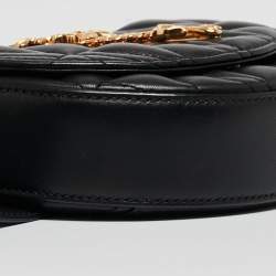 Versace Black Quilted Leather Virtus Belt Bag