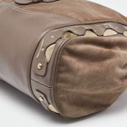 Versace Grey Leather Metal Embellished Hobo
