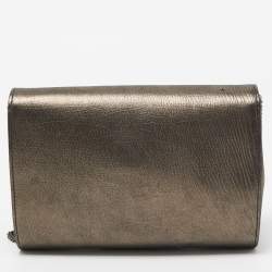 Pre Owned Versace Metallic Leather Palazzo Medusa Chain Clutch