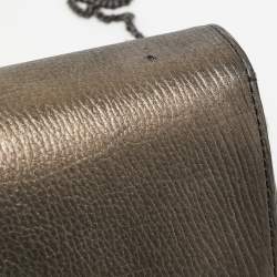 Pre Owned Versace Metallic Leather Palazzo Medusa Chain Clutch