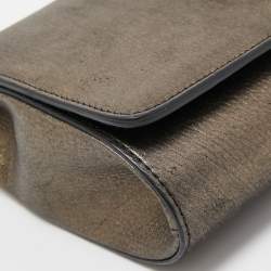 Pre Owned Versace Metallic Leather Palazzo Medusa Chain Clutch