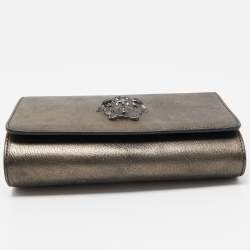 Pre Owned Versace Metallic Leather Palazzo Medusa Chain Clutch