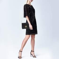 Pre Owned Versace Black Leather Medusa Palazzo Shoulder Bag