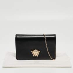 Pre Owned Versace Black Leather Medusa Palazzo Shoulder Bag