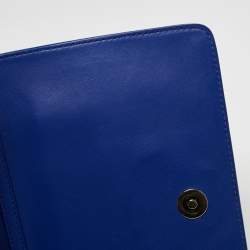 Pre Owned Versace Blue Leather Medusa Palazzo Shoulder Bag