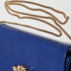 Pre Owned Versace Blue Leather Medusa Palazzo Shoulder Bag