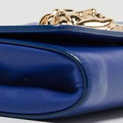 Pre Owned Versace Blue Leather Medusa Palazzo Shoulder Bag