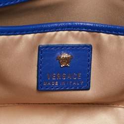 Pre Owned Versace Blue Leather Medusa Palazzo Shoulder Bag