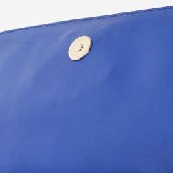 Pre Owned Versace Blue Leather Medusa Palazzo Shoulder Bag