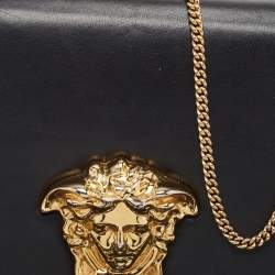 Pre Owned Versace Black Leather Medusa Chain Clutch