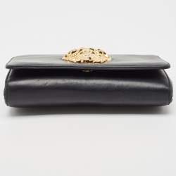 Pre Owned Versace Black Leather Medusa Chain Clutch