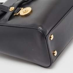 مملوكة مسبقًا Versace Black Leather Medium Medusa Medallion Tote