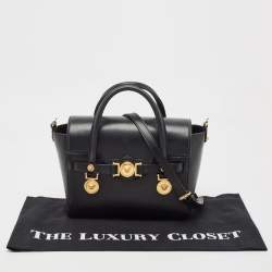 مملوكة مسبقًا Versace Black Leather Medium Medusa Medallion Tote