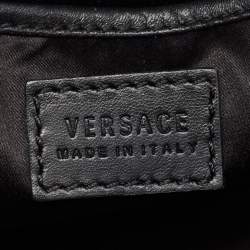 مملوكة مسبقًا Versace Black Leather Medium Medusa Medallion Tote