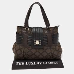 Versace Brown/Black Monogram Fabric and Leather Medusa Tote