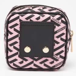 Pre Owned Versace Pink/Black La Greca Signature Coated Canvas Square Pouch