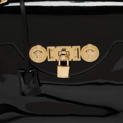 Versace Black Patent Leather Medusa Top Handle Bag