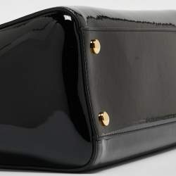 Versace Black Patent Leather Medusa Top Handle Bag