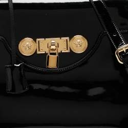 Versace Black Patent Leather Medusa Top Handle Bag