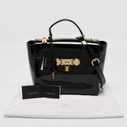 Versace Black Patent Leather Medusa Top Handle Bag