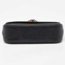 Pre Owned Versace Black Leather Flap Chain Clutch